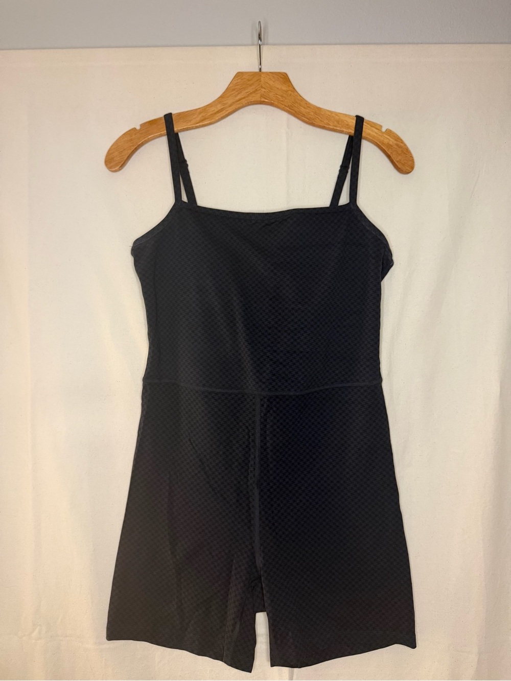 all in motion Black & Navy Houndstooth Activewear Romper with Adjustable Straps